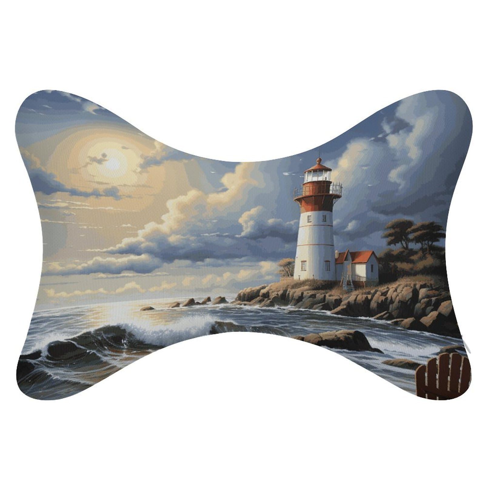 Adfgyerh Style Sea Lighthouse Sandbeach Pillow ，Memory Foam Pillow Core，Cushion,Provide Neck Support，Car Pillows For Travel Car Seats And Home Offices.