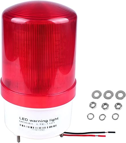 Luces de advertencia LED estroboscópicas industriales, luces de señal giratorias eléctricas para emergencia, 110 V CA, rojo, con zumbador