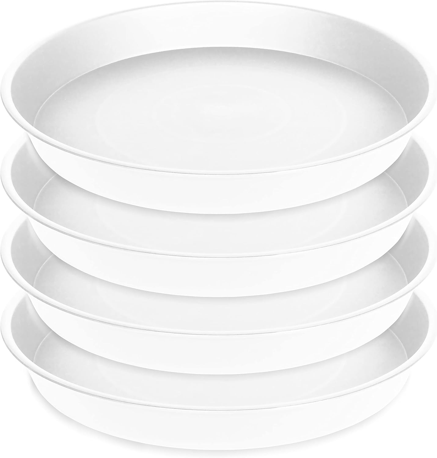 4 Pack of 17 inch Plant Saucer, 2.3" Depth Tray, Large Deep Garden Plastic Flower Planter Plant Trays for Indoors Outdoor Bath Bath (17", Creamy White) 17" (4 pack) Creamy White