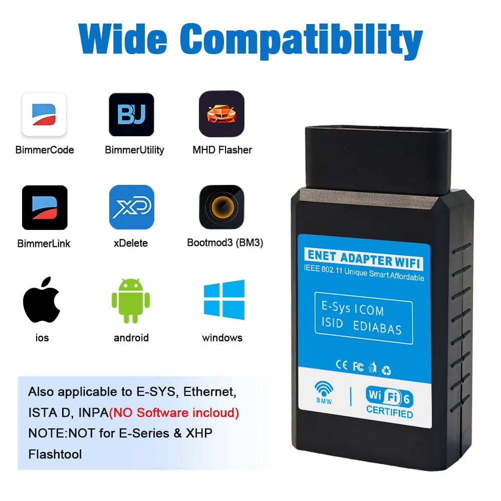Wireless ENET OBD2 WiFi Diagnostic & Coding Adapter for BMW F