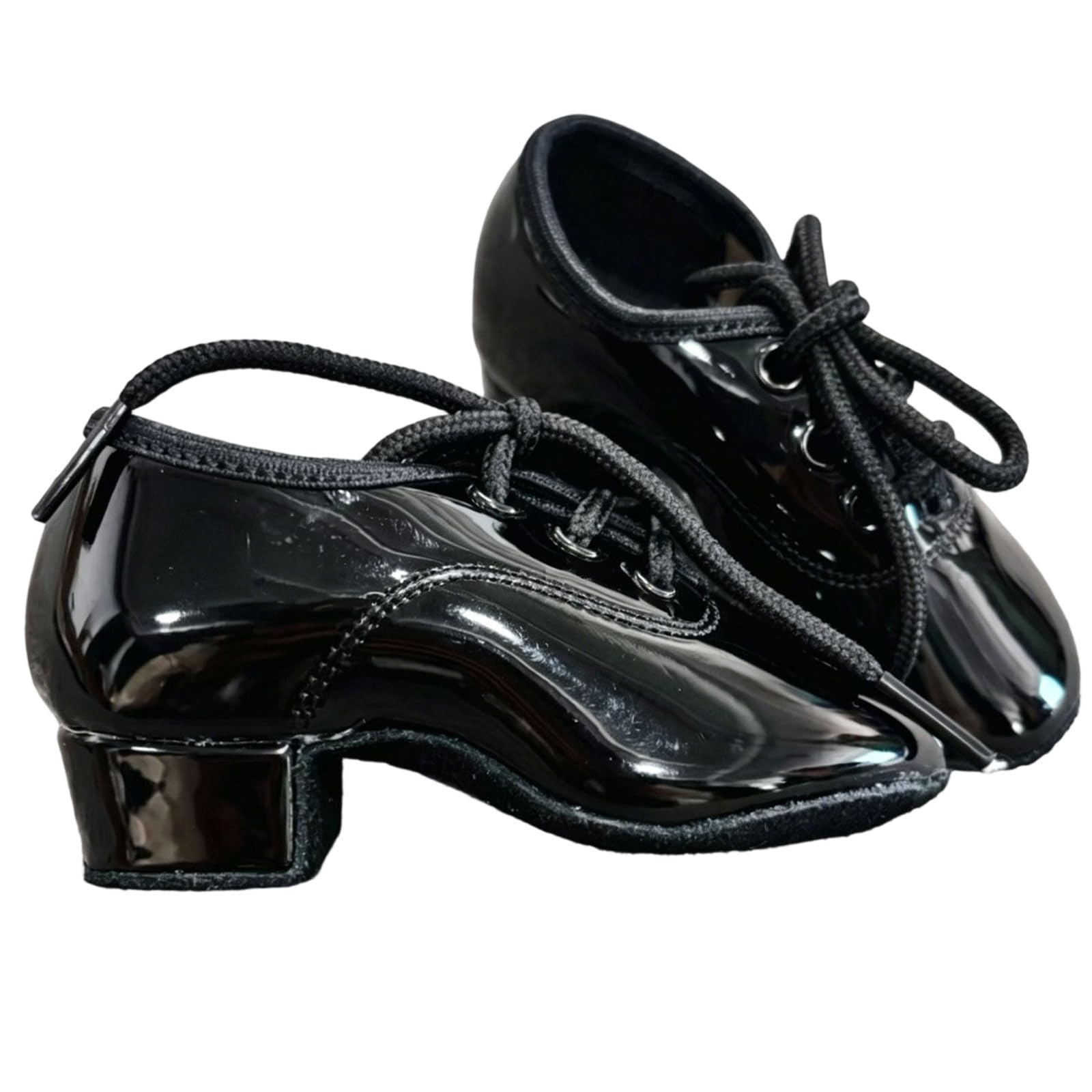 2 Ciondoli Per Scarpe Da Ballo In Pelle Verniciata Nera Da