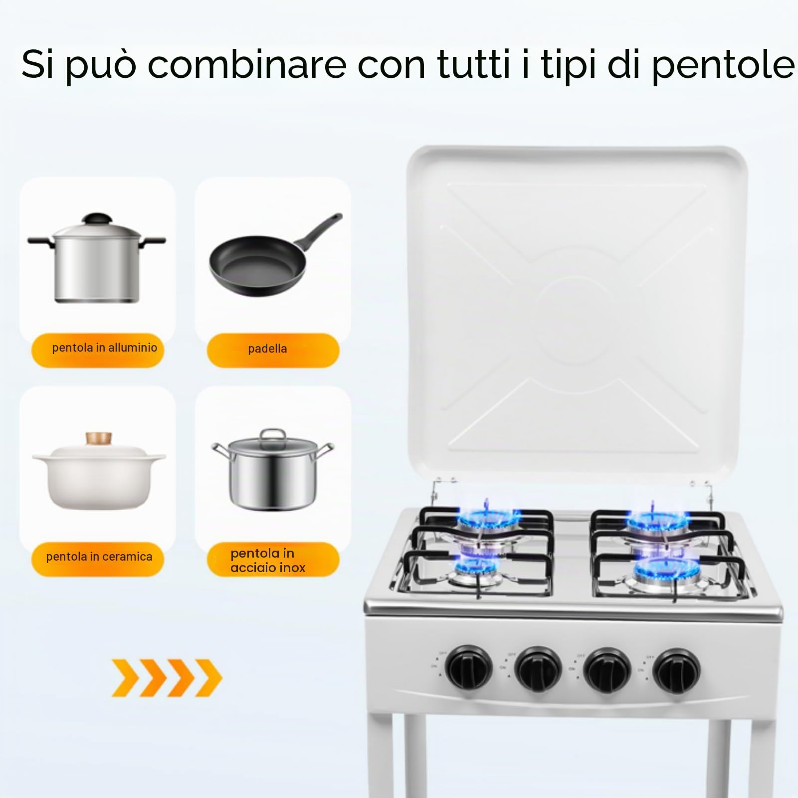 Fornello a gas 4 fuochi per famiglia e attività all'aperto - Efficienza di cottura - Facile utilizzo - Ideale per campeggio e emergenze - Bianco- Pratico e affidabile