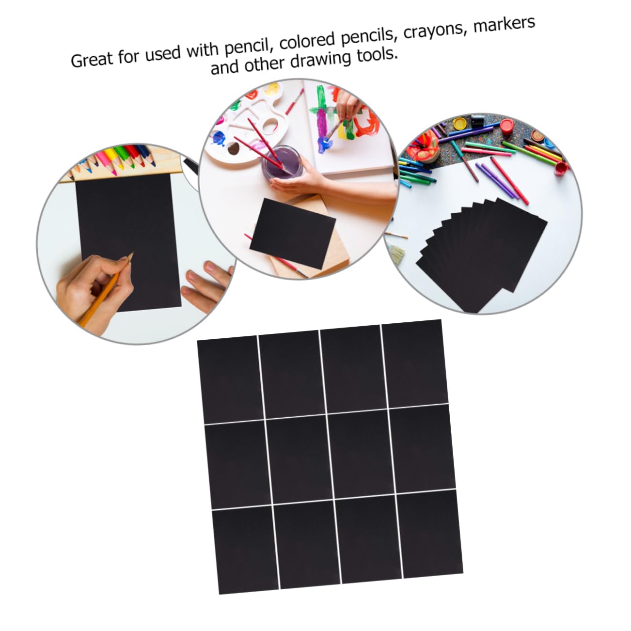 Papier à Dessin Noir Surface Lisse pour Garçon et Filles 100 Pièces