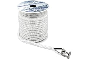 Premium 3/8" x 100' MFP Anchor Line with Stainless Steel Thimble & Shackle