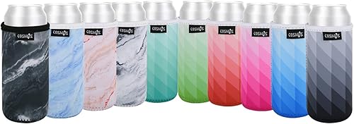 Cosmos 10 piezas de neopreno suave de 12 onzas delgadas para latas de cerveza, funda aislante para latas de cerveza y bebidas