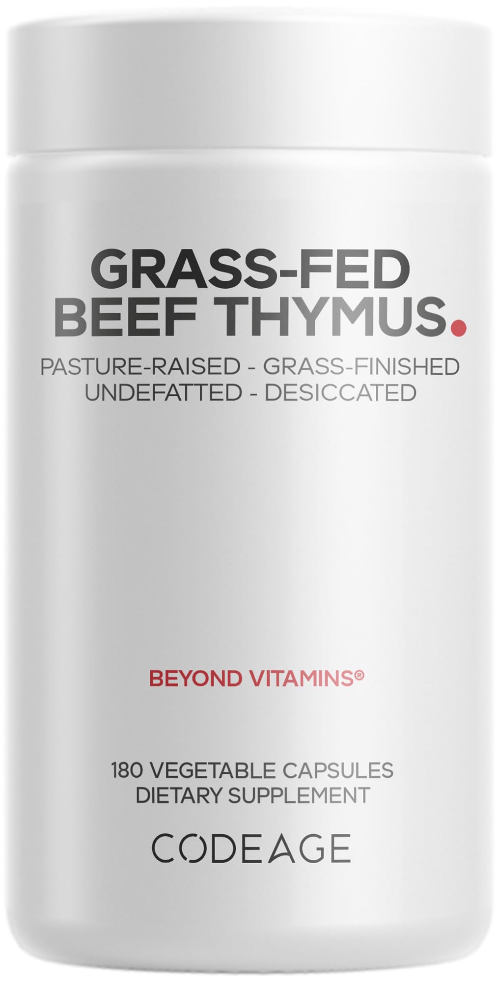 Codeage Beef Thymus, Grass-Fed, Liver, Freeze Dried, Desiccated, 180 ct