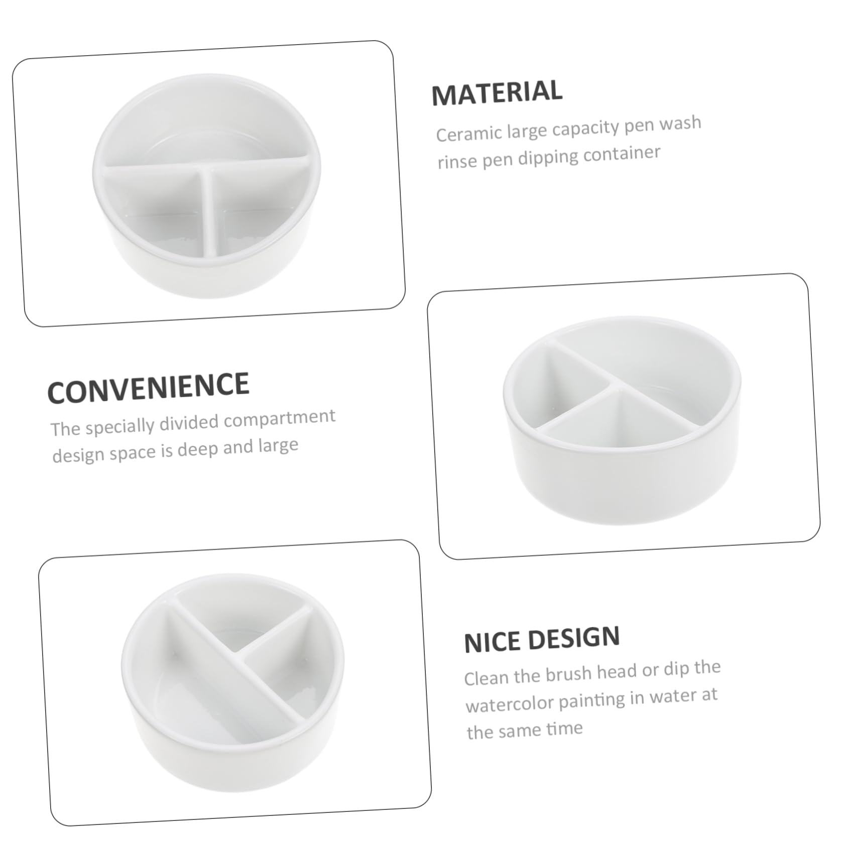 Uonlytech Pot à Pinceaux Portable Blanc Grosse Capacité en Céramique Résistant aux Chocs pour Nettoyage Pinceaux Maquillage pour Artistes et Amateurs de Calligraphie