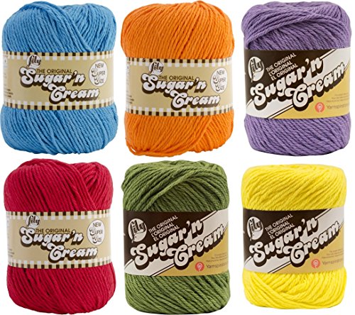 Lily Sugar n' Cream 6 Pack Bundle Solid Color Red Yellow Blue Purple Green Orange