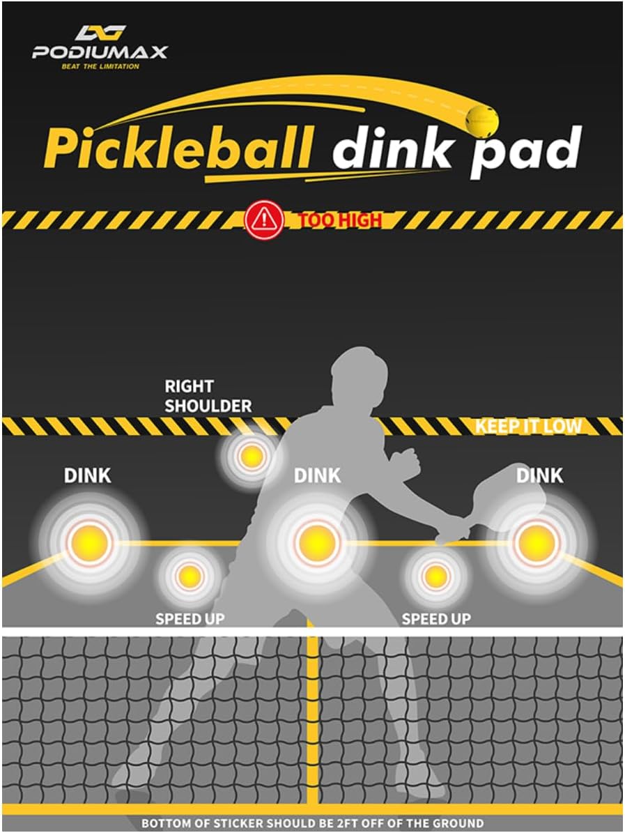 PodiuMax Pickleball Dink Pad for Improved Accuracy and Control, Wall Pickleball Rebounder Training Aid, Outdoor Wall Drill Poster (4x3ft)