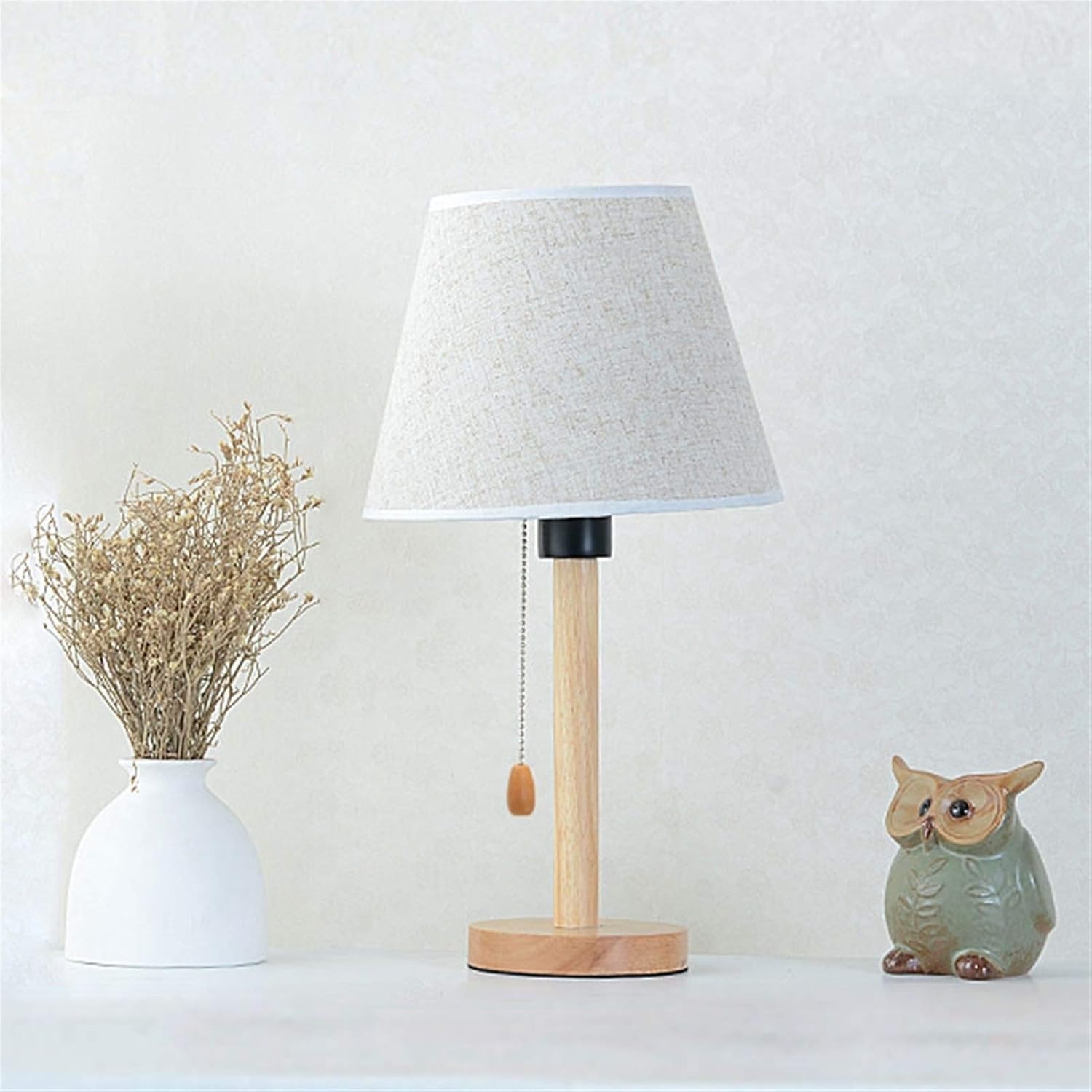 Lampada da comodino semplice camera da letto interruttore a fune modello scrivania paralume in lino moderno adatto per soggiorno