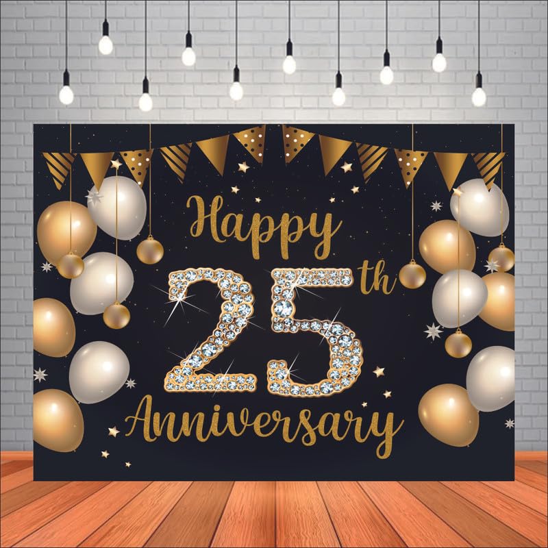 25th Anniversary Backdrop | Happy Anniversary Banner | Wedding De...