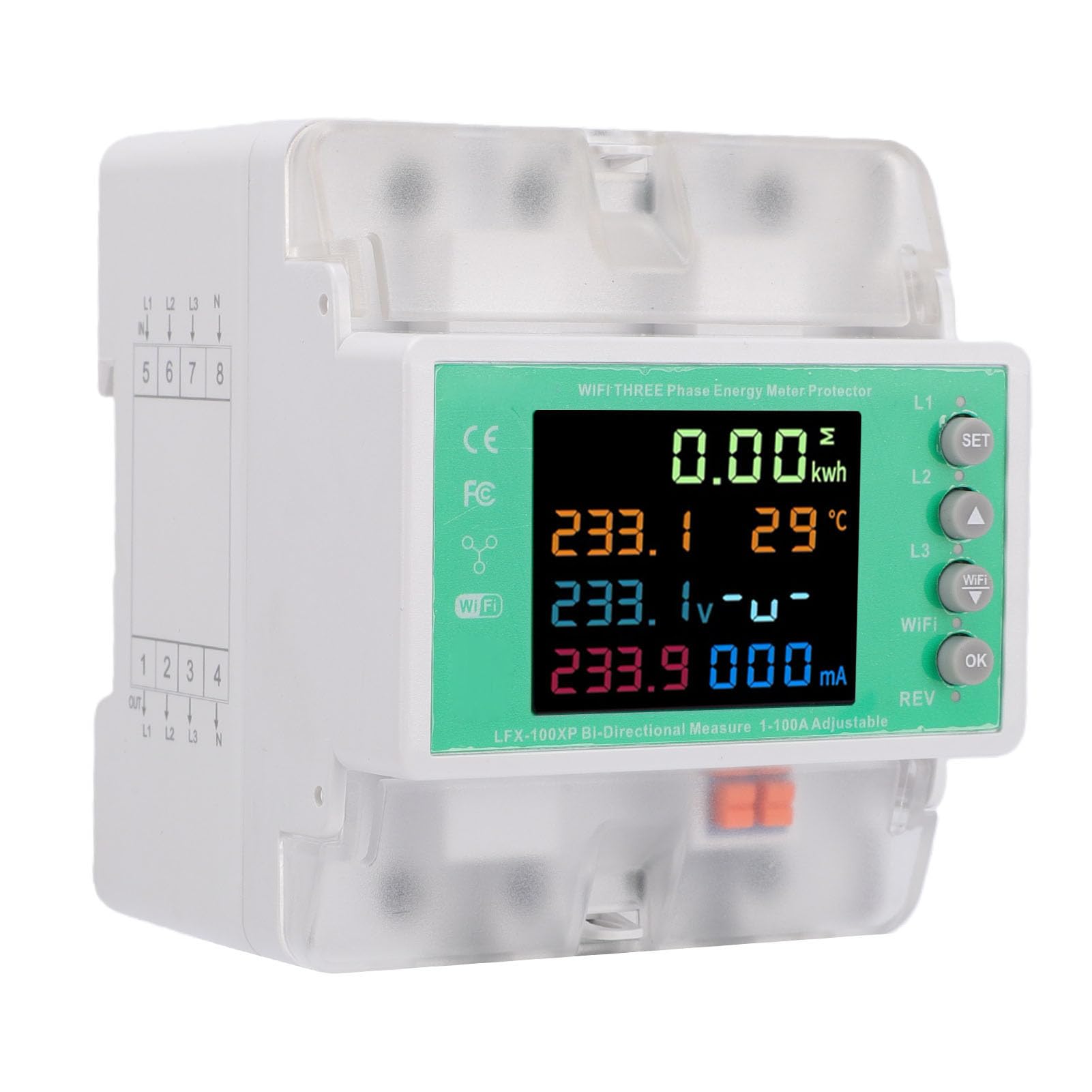 Jectse Licznik Energii 3-fazowy, Inteligentny WiFi 100A do Monitoringu