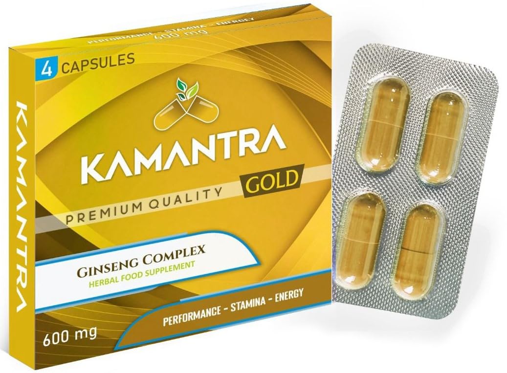 KAMANTRAGold - Mantra to Enhance Your Performance - Extra Strength Performance Enhancing Pills, Gold Supplement Pills for Men - 4 Ginseng Capsules