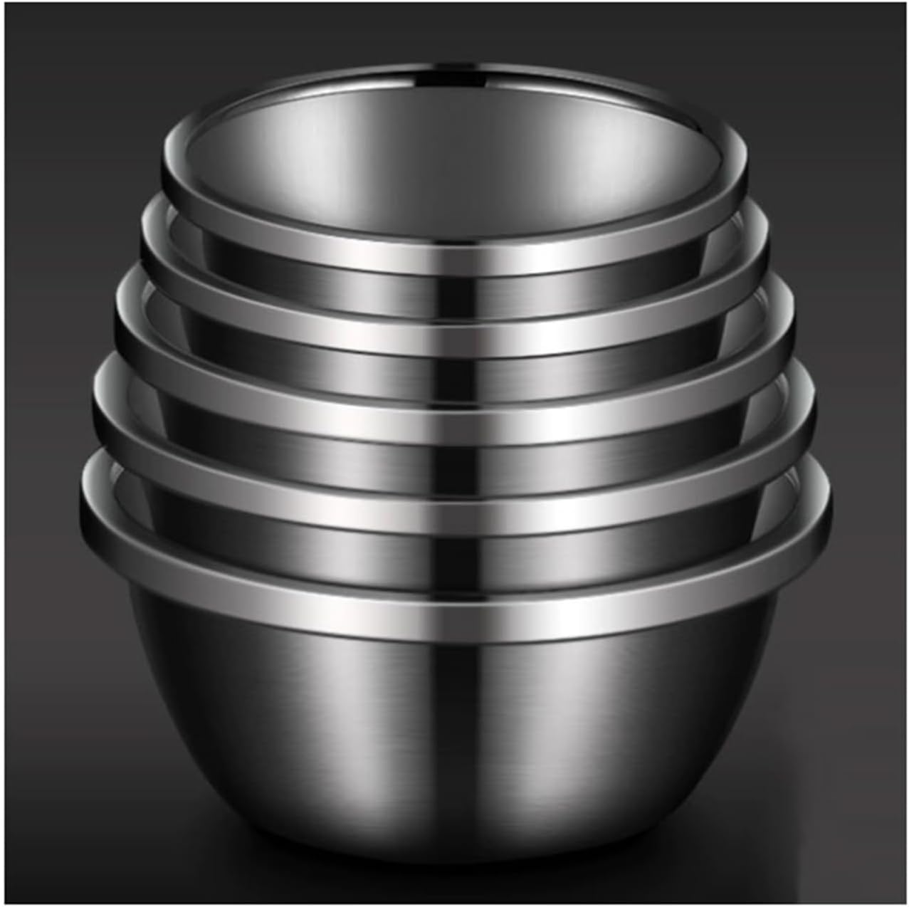 Mixing Bowls Salad Bowls Pots and Pans Soup Bowls Barbecue Serving Trays 304 Stainless Steel Cooking Baking Metal Nesting Storage Bowls 5 Piece Set，