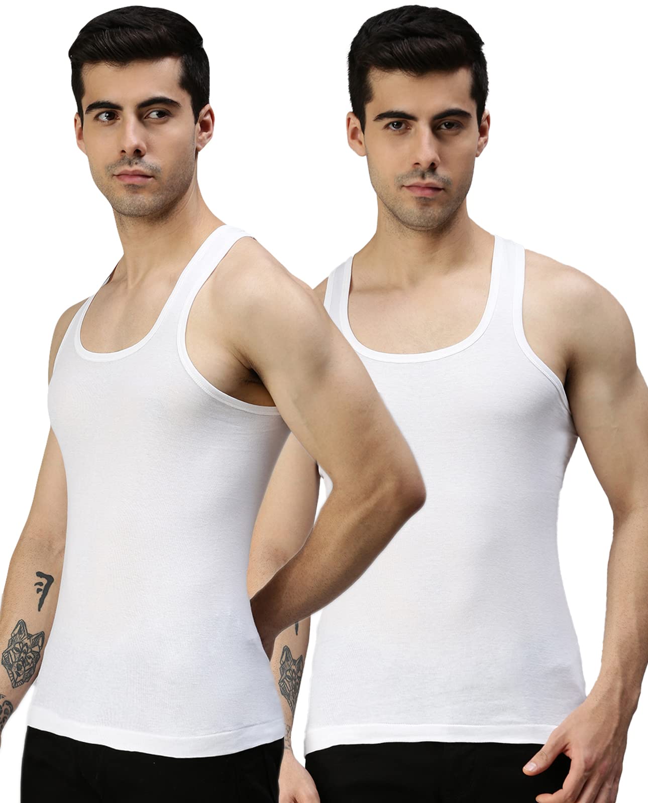 lux cozi Men's Pack of 2 White 100% Cotton Vest-picture-16