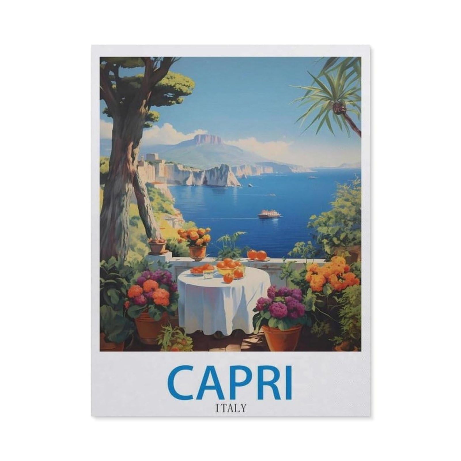 Vintage Wall Decor Metal Poster Plaque，Capri Italy，Sign Farmhousenostalgic Tin Sign For Home Cofe Kitchen Pub Bar Wall Decor(15x30cm）6x12 inch-ED66