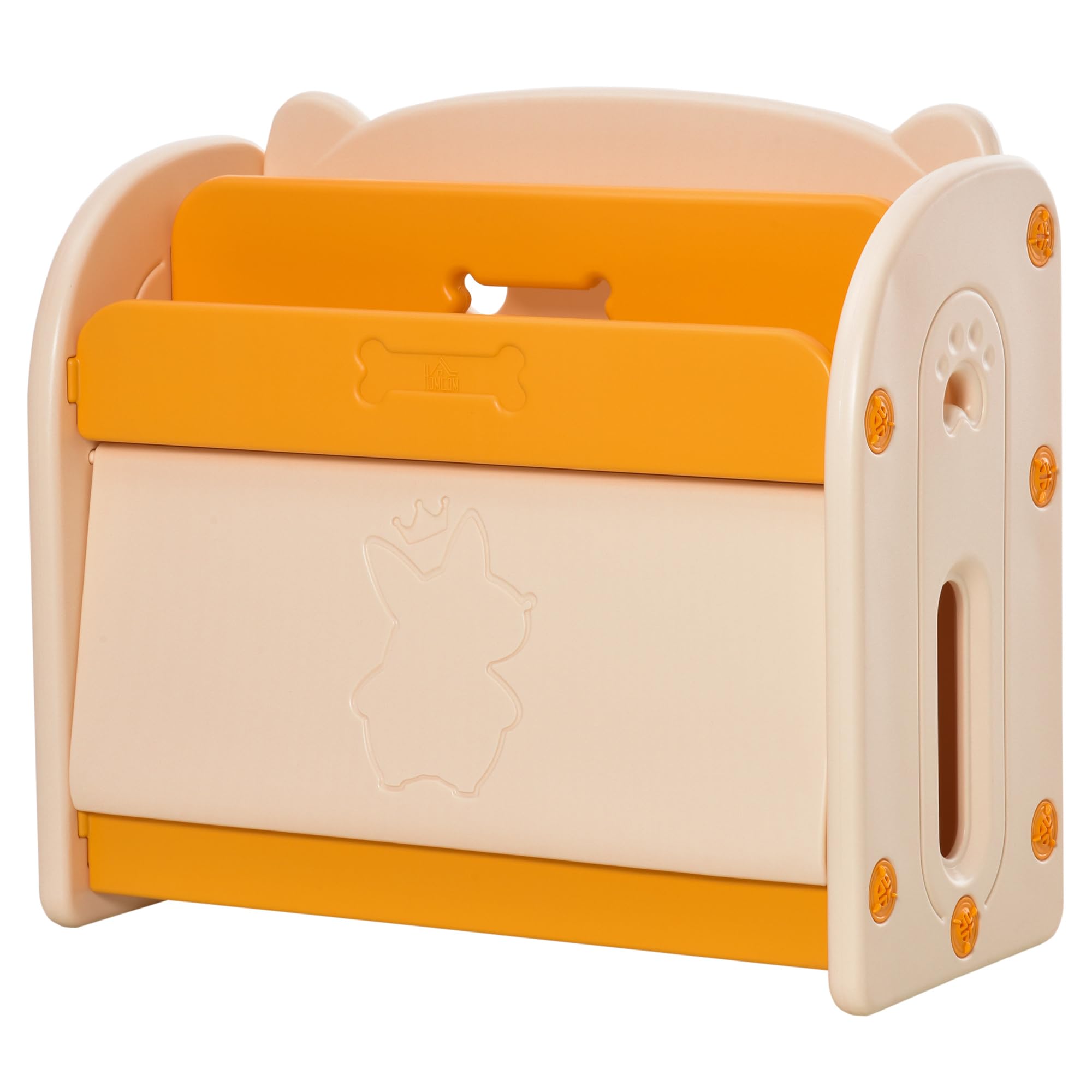 HOMCOM Estantería Infantil de Juguetes Librería para Niños con 2 Estantes y Compartimento con Tapa Abatible para Habitación Carga 20 kg 70x33x62,5 cm Amarillo