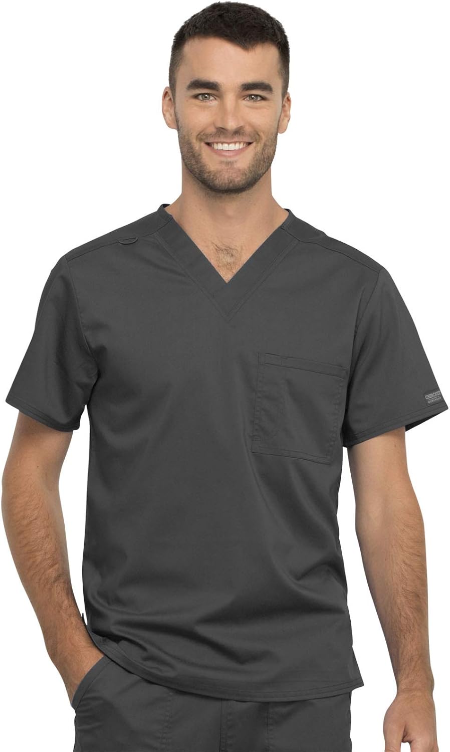 Cherokee Scrub Top with V-neck - tuckable hem, chest pocket, ID loop