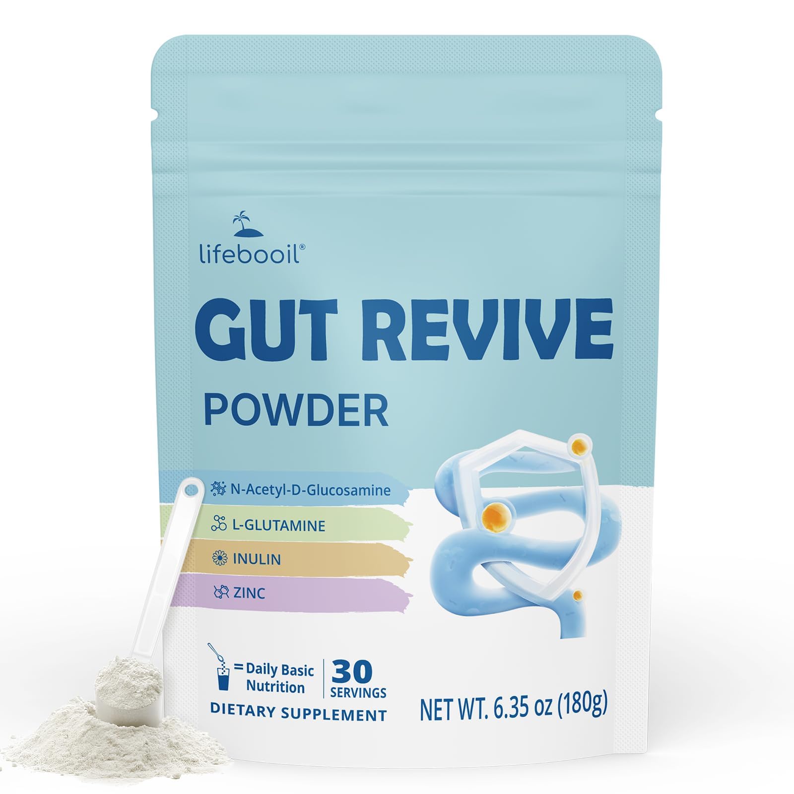 Lifebooil Leaky Gut Powder, Unflavoured, 30 Servings, 6.30 Oz