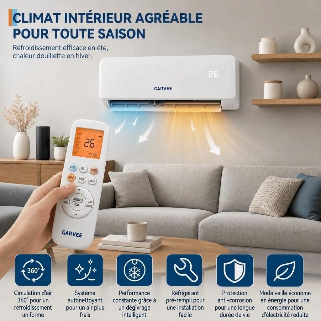 Acekool Climatiseur split peinture murale Inverter 18000 BTU