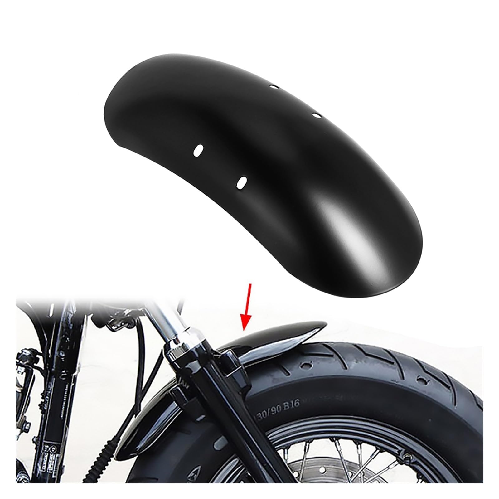 Parafango Motocicletta Parafango Moto Corto Parafango Anteriore Parafango Ruota Paraspruzzi Nero Opaco Per Sportster 48 XL1200X 2010-17 Extender Hugger