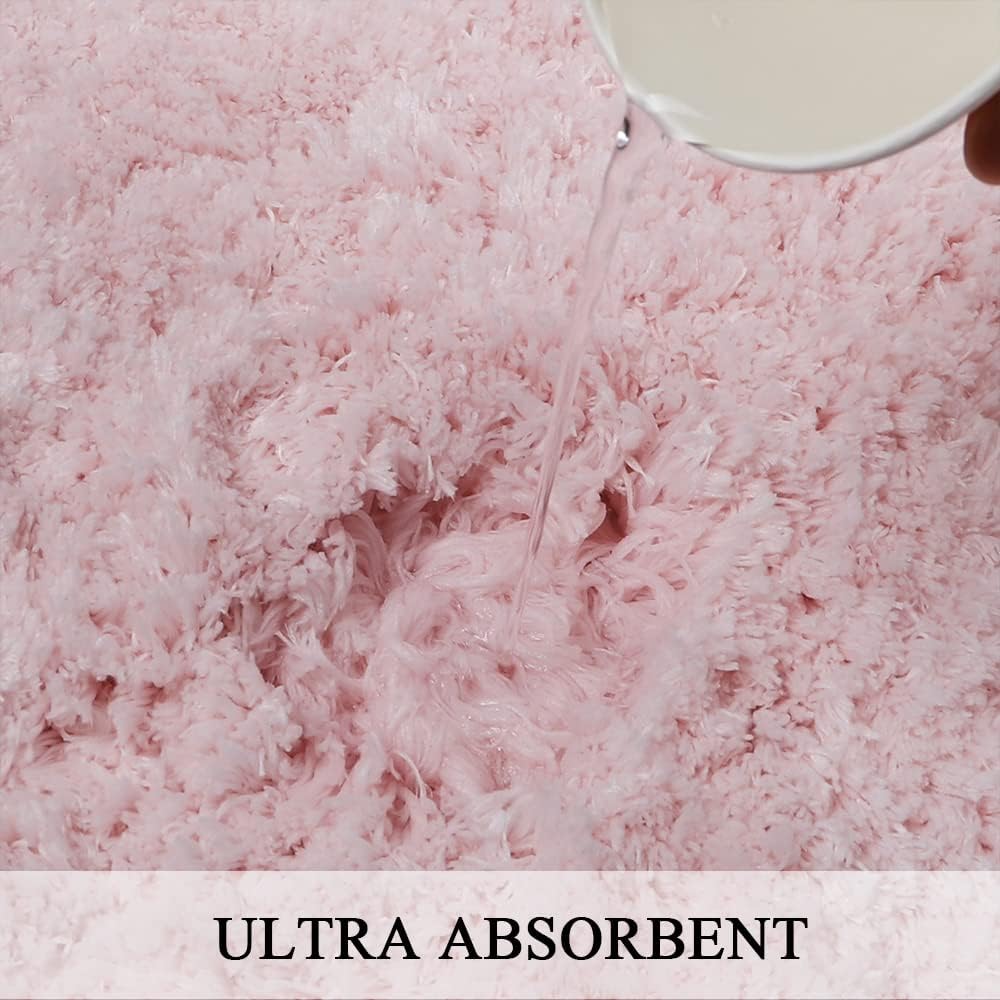 Bathroom Runner Rug, Non-Slip Pink Bath Mat, Plush Washable Long Carpet Rugs (Lovely Pink, 59'' x 20'')