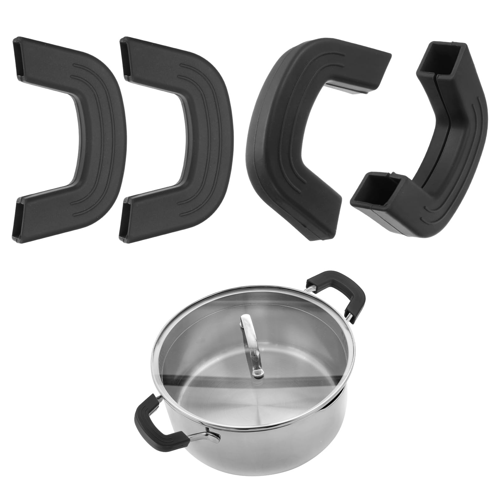 M METERXITY 4-Pack Silicone Pot Handle Covers 9.1cm, Black — image 1