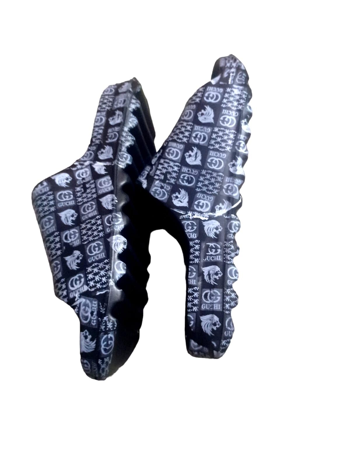 Stylish White Slides with Black Graphic Pattern (Black, UK Footwear Size System, Adult, Men, Numeric, Medium, 8) (B0DDTJJN3C) Amazon Price History, Amazon Price Tracker