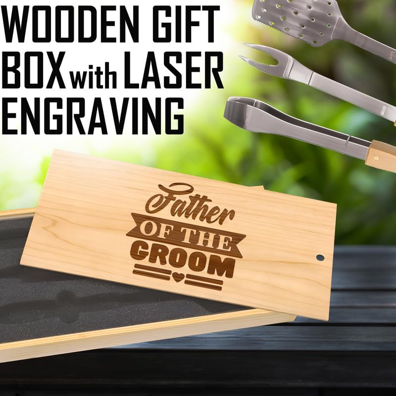 Juego de BBQ Father of the Groom con caja grabada miniatura 5