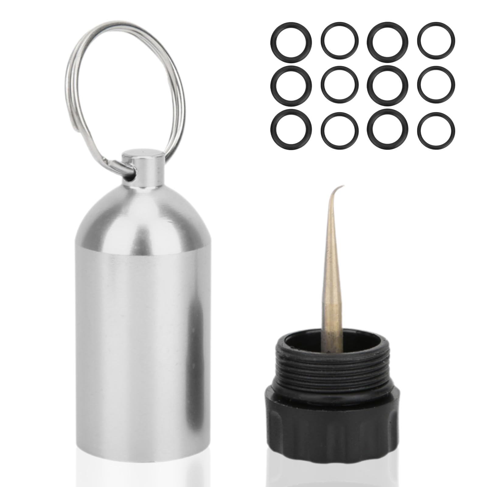 HERCHR Scuba Diving Tank, Mini Tank Key Ring Diving Cylinder Valve with O-Rings Dive Kit Tank Keychain Scuba Tank O Rings Diving Accessories Scuba Diving Tank Mini Scuba Tank Kit(Silver)