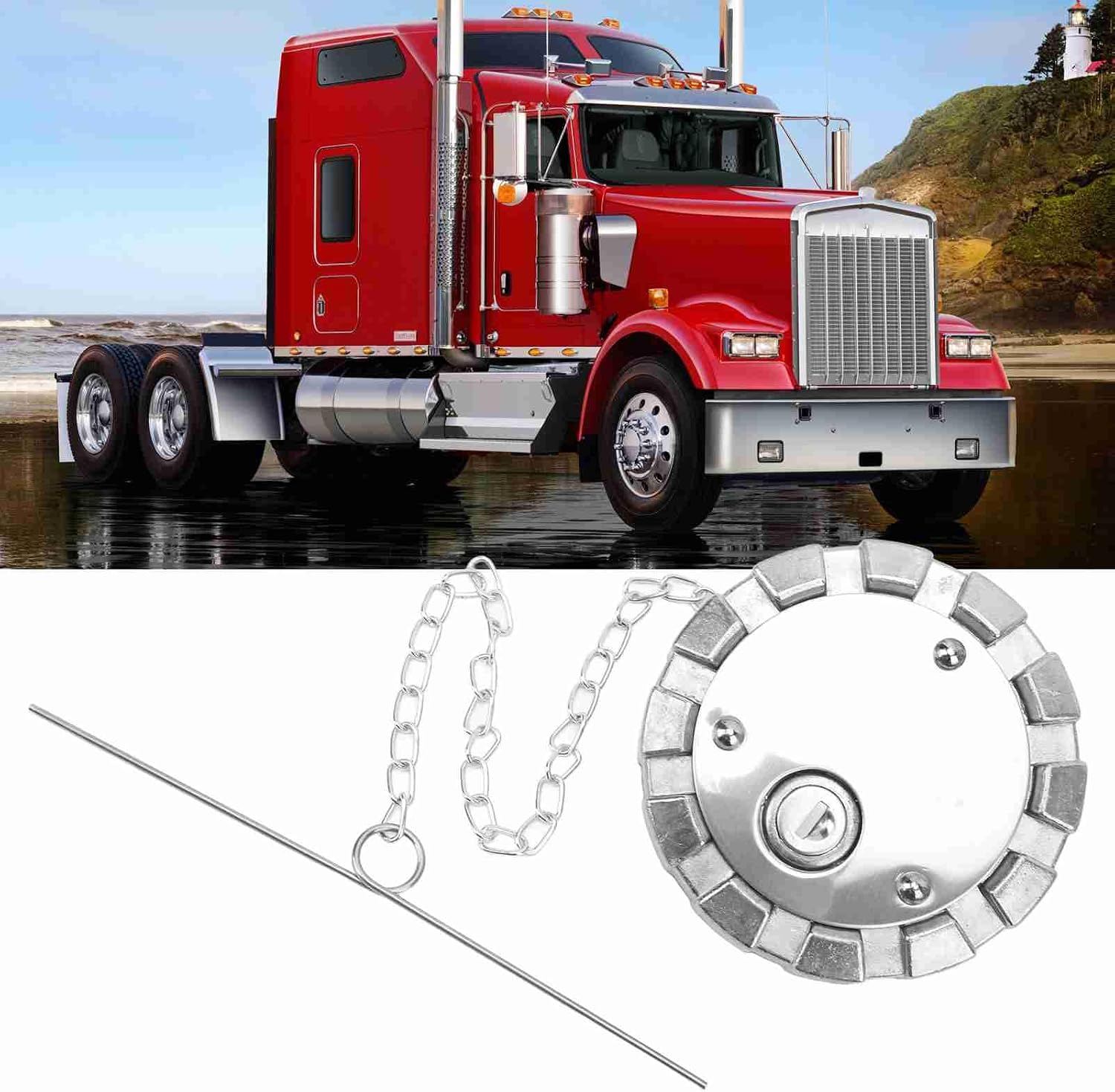 Fuel Cap Lock SNV431089 K071 385 1234 572.1036 Oxidation Strong Sealing Leak Proof Replacement For Peterbilt Semi Truck Freightliner Fuel Tank