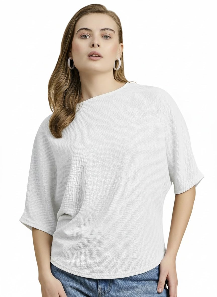 zilcon Women's Relaxed Fit Waffle Knit Dolman Sleeve Top | Loose Fit Waffle Blouse | Comfortable & Stylish Casual Top-picture-30