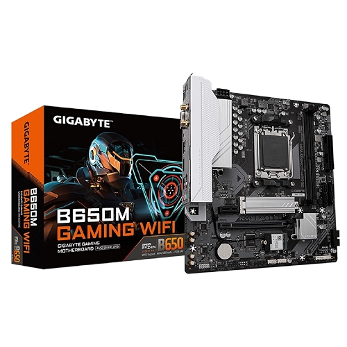 Gigabyte B650M GAMING WIFI Placa-Mãe Micro-ATX, Socket AM5, DDR5, para AMD Ryzen Série 7000/8000/9000 Gigabyte B650M GAMING WIFI Placa-Mãe Micro-ATX, Socket AM5, DDR5, para AMD Ryzen Série 7000/8000/9000