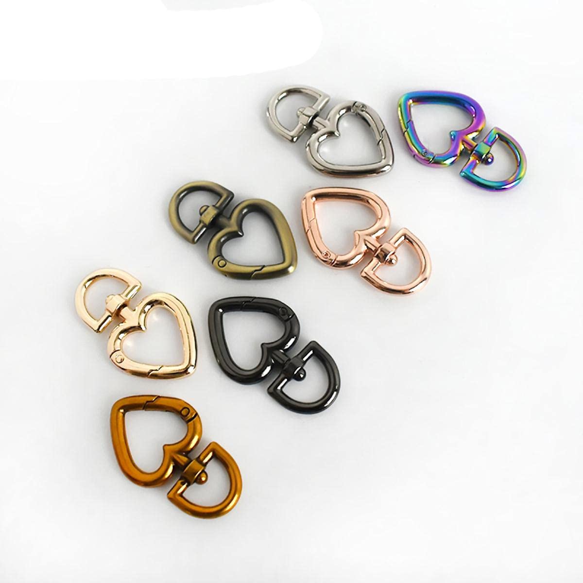 5/10/30 pz 13mm Cuore Fibbie in Metallo per Borsa Borsa Cinghia Moschettoni Ganci Portachiavi Collare per Cani Girevole Trigger Clip Artigianato in Pelle Fai da TE-30 pz, Argento
