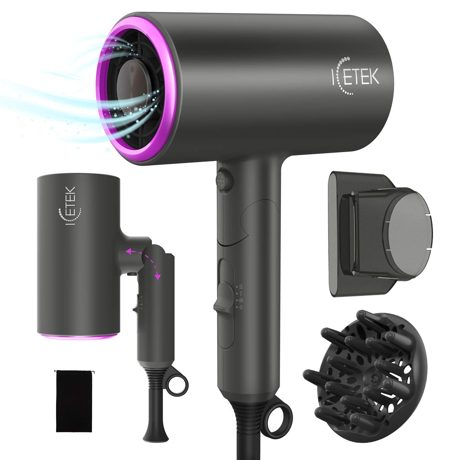 Buy Ionic Hair Dryer, ICETEK 2000W Diffuser Hair Dryer Professional