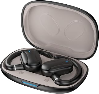 Open Ear Headphones, Wireless Earbuds Lightweight Adjustable Ear Hooks, Ultra-Comfort, Powerful Sound, Clear Calls, IP55, 36H Playtime, Bluetooth 5.4 Earbuds, Running, Workout (Black)