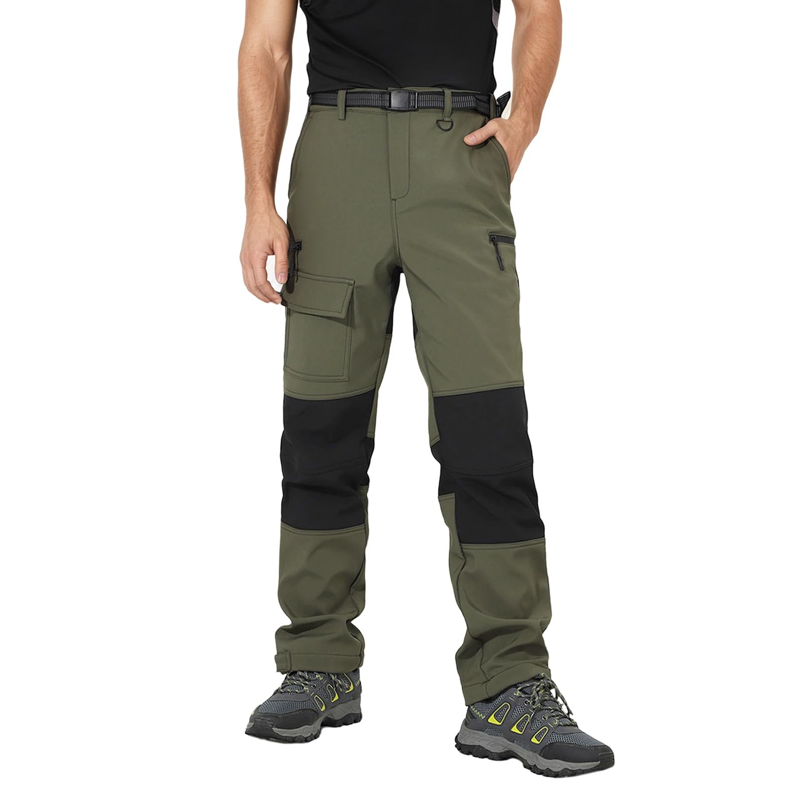 Pantalones de Senderismo para Hombre Softshell Forro Polar Resistentes al Agua Cálidos en Invierno A Prueba de Viento Pantalones para Caminar al Aire Libre