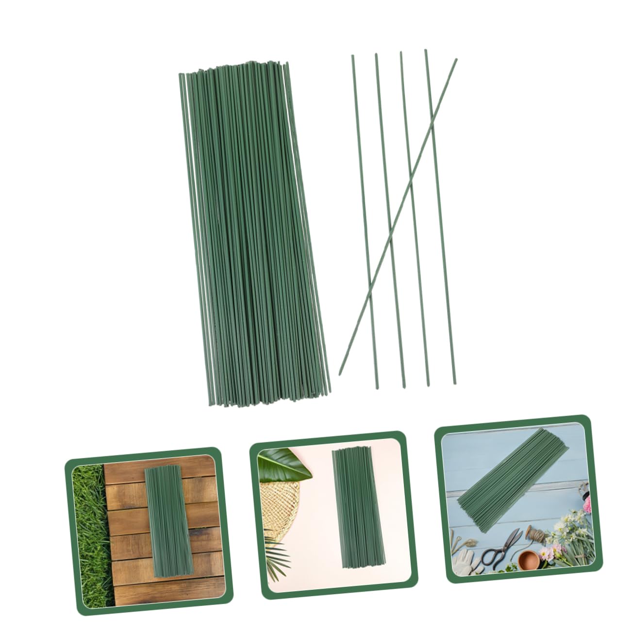 100Pcs Green Iron Wire Floral Stems for DIY Flower Projects Sturdy Metal Flower Rods for Creative Floral Arrangements for Home and Wedding Decor