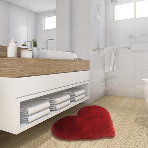 Miniatura 2 de Alfombras suaves y peludas para sala de estar, 20 x 16 pulgadas, alfombras de baño lavables, antideslizantes, en forma de corazón, alfombra moderna