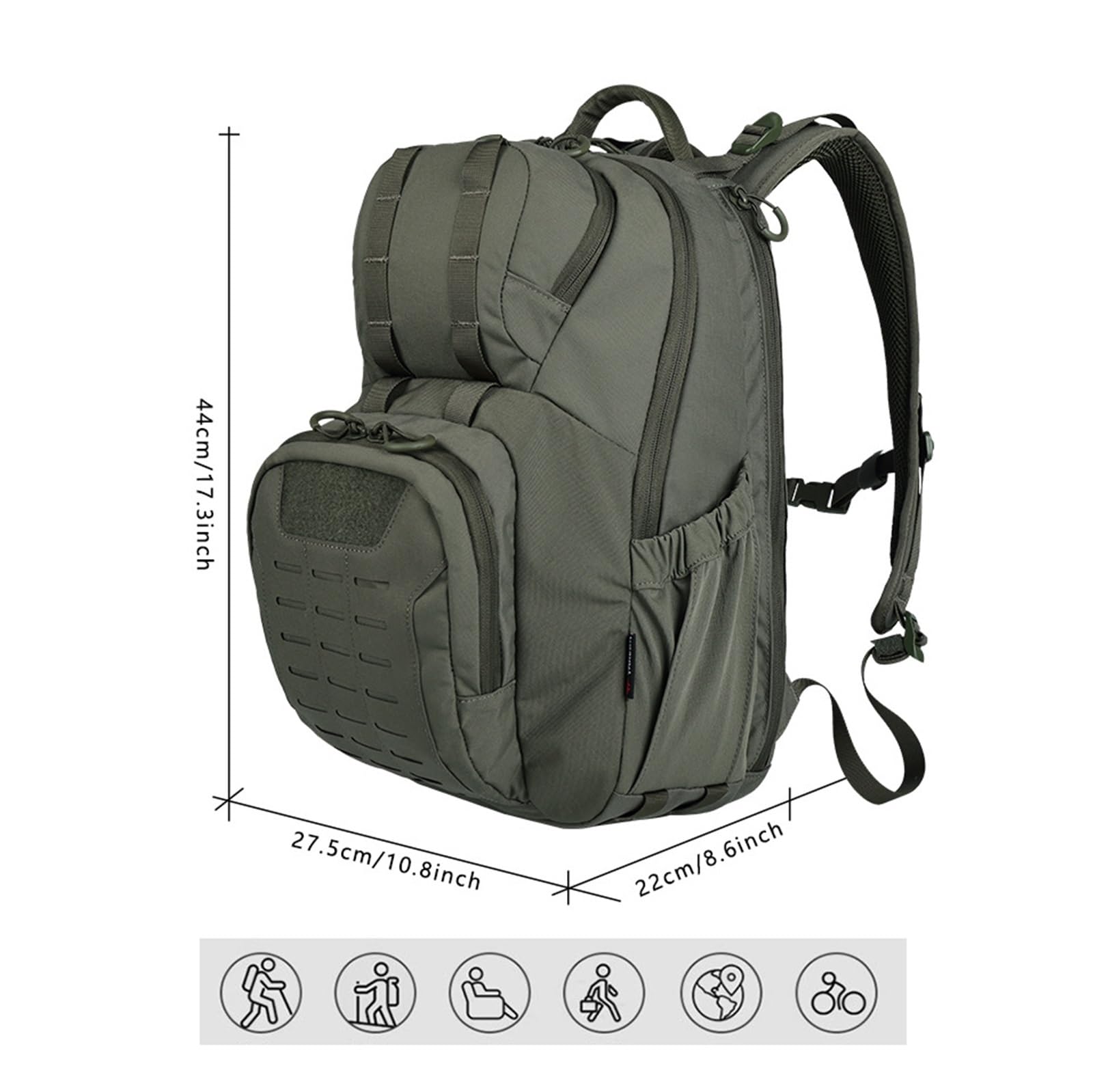 Bulk Knapsack Tactical, Wojskowy Duży 20-35L Taktyczny Wodoodporny Plecak Podróżny, Plecak Dzienny, Oddychająca Torba Podróżna Na Laptopa, Do Plecaków, Trekkingu, Jazdy Rowerze Rowerze(Khaki)