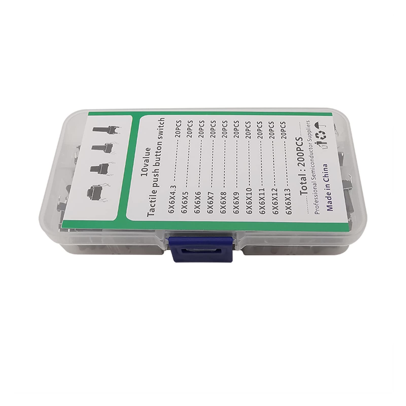 Kit Assortito 200 Micro Interruttori Tattili 6x6mm, Altezze Da 4.3 A 13mm, Per Elettronica E Riparazioni - 3