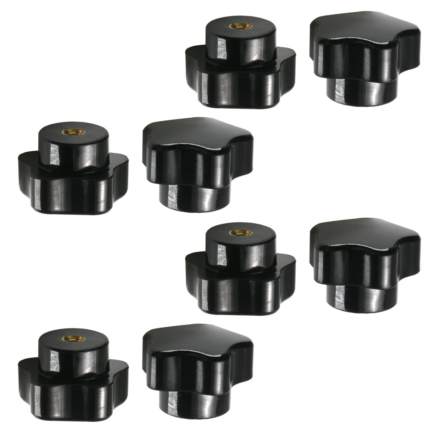 OthmroStar Knob Grip Handle M5 Diameter Iron/Brass Insert Female Thread Black Set of 8 Black