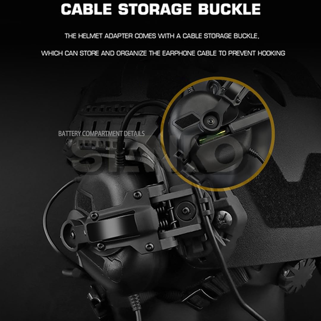 Casque tactique filaire avec protection auditive pour tir, chasse, réduction du bruit, commerces, annulation électronique (ANC-noir)