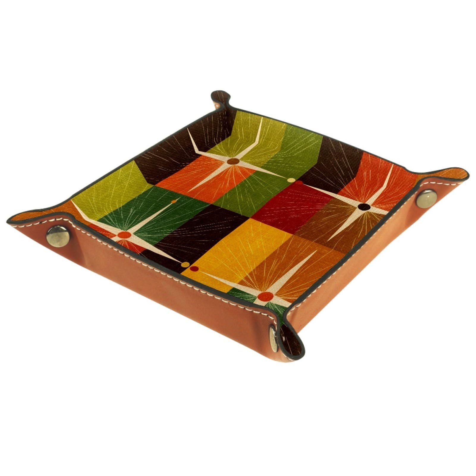 VAPOKF Geometric Abstraction Portable Folding Dice Rolling Tray, Microfiber Leather Dice Holder for Dice Games Like RPG, DND and Other Table Games