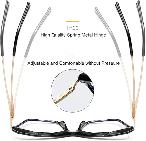 Miniatura 10 de Gafas de lectura de ojo de gato para mujer, marco de gafas de cristal de moda (azul, 1.0)