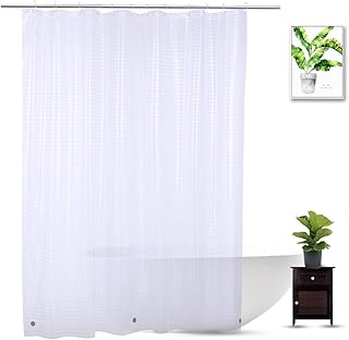 Shower Curtain Liner 74 Inches Long, EVA Heavy Duty Clear Shower Liner with 3 Strong Weighted Magnets, 3D Square, 72 x 74 Inch