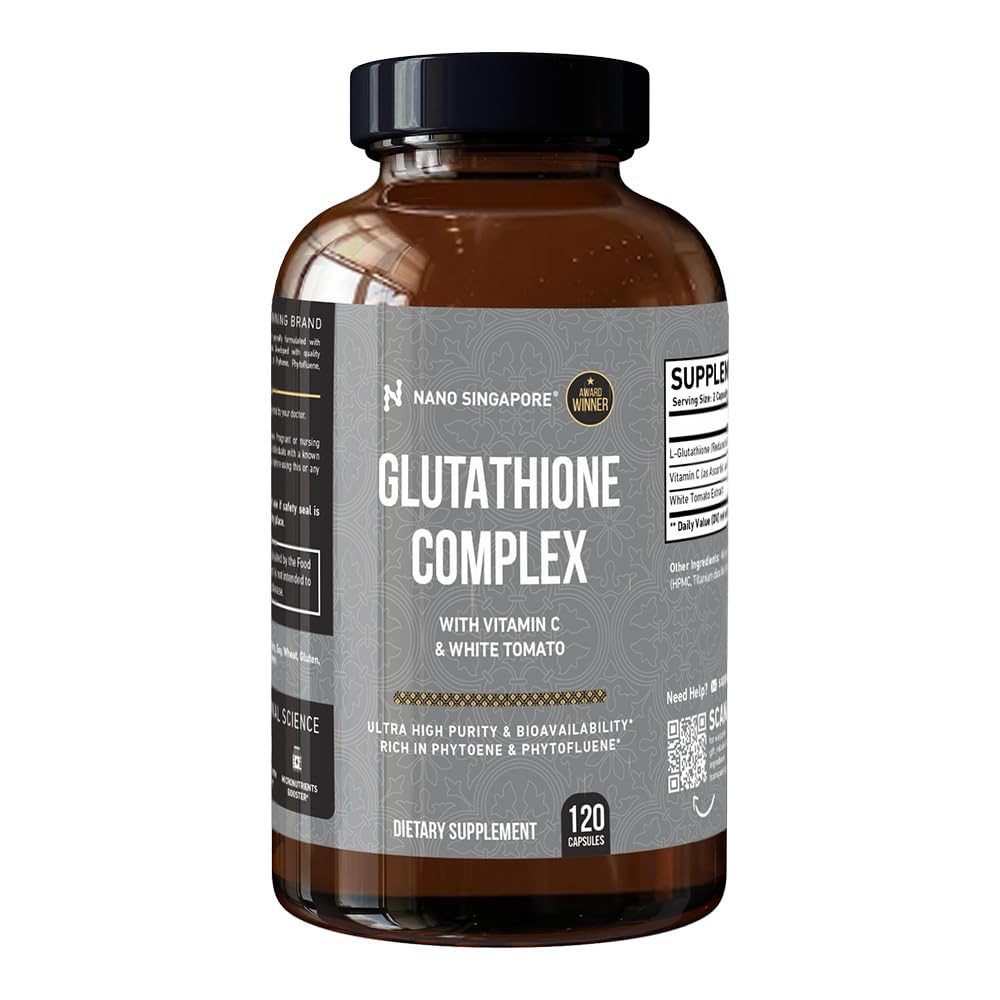 Glutathione Complex 600mg L-Glutathione with Vitamin C and White Tomato  Extract, 120 Capsules : Amazon.sg: Health, Household and Personal Care