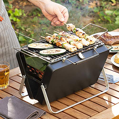 InnovaGoods Maletín Barbacoa de Carbón Portátil y Plegable Handy·Q - Picnic, Negro