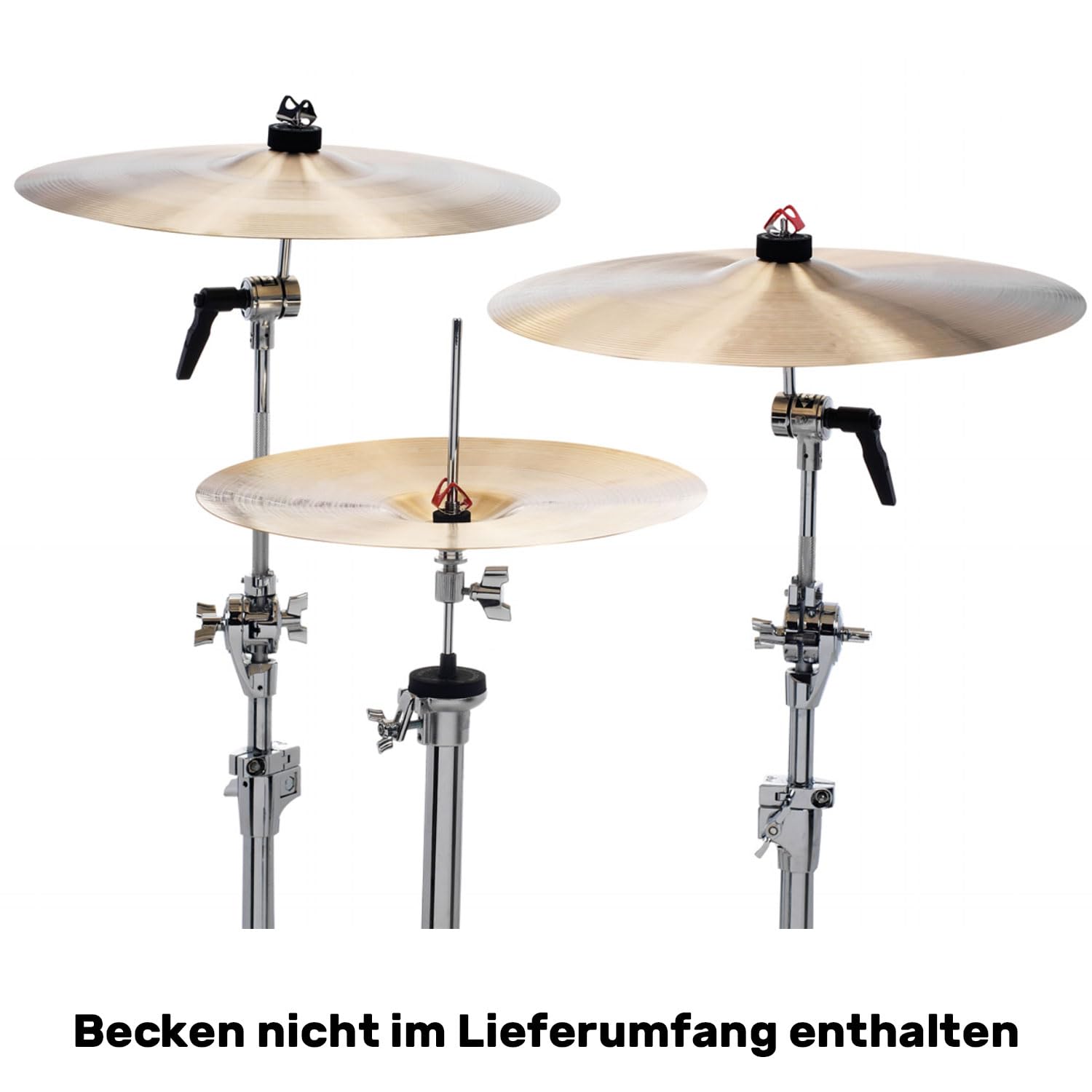 PinchClip Beckenklammer Schnellverschluss Beckenmutter 3er Set Rot mit keepdrum Dämpfer Pads