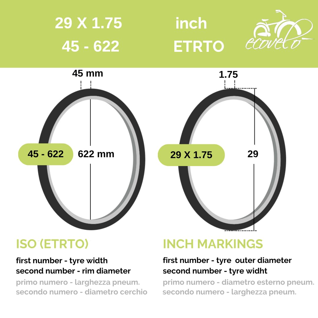 2 Copertoni 700x45C (29 x 1.75) + Camere Pneumatici Demi Slick Gravel Copertone Adulto Trekking Bike Mtb Ibrida